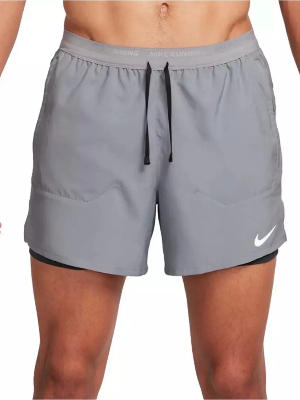 Nike Grey Athletic Shorts with Black Drawstring